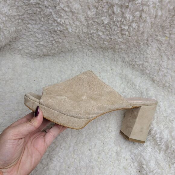 Patricia Green Dylan Chunky Tan Suede Platform Slide Sandals sz 10 - Picture 7 of 10